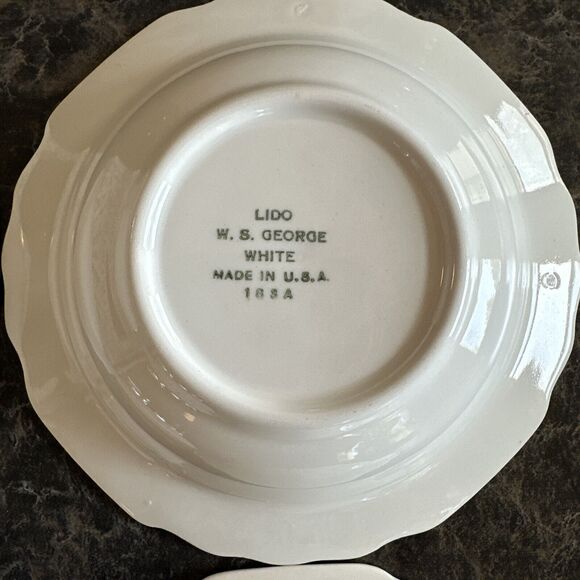 Set Of 4 W.S. George LIDO Berry Dessert Bowl USA 298A Pink Yellow Gold - Picture 7 of 10